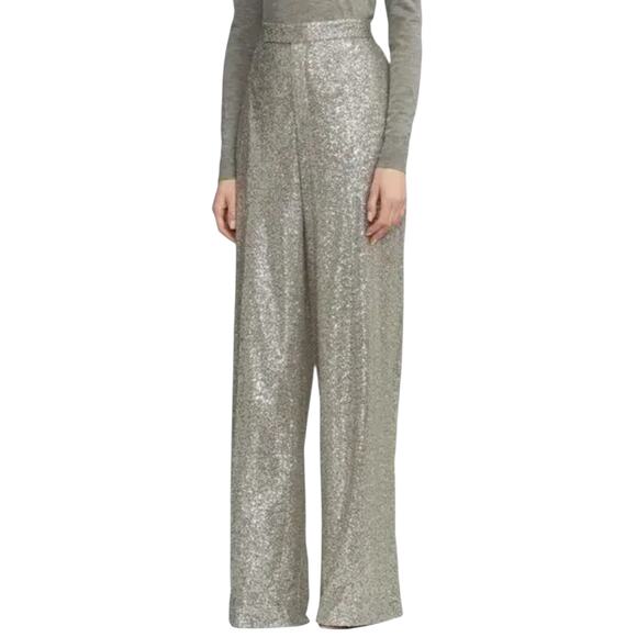 NEW Ralph Lauren Purple Label Sequin Wide Leg Trousers Womens Small Pants - Picture 3 of 15